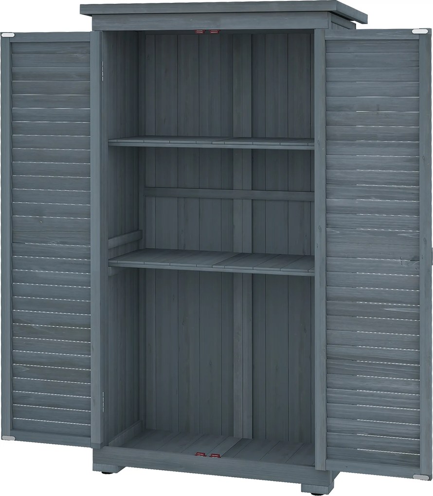 Armário de Madeira 0,31 m² 87x46,5x160 cm Armário Exterior de Madeira com 2 Portas e 2 Prateleiras Interior Cinza