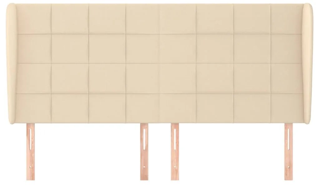 Cabeceira de cama c/ abas tecido 163x23x118/128 cm creme