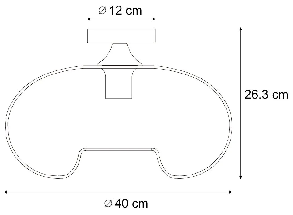 Candeeiro de Teto Art Déco Latão com Vidro Âmbar 40cm - Busa