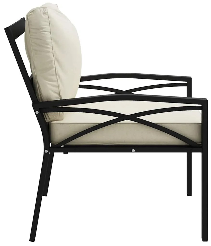 Cadeira de jardim com almofadões cor areia 68x76x79 cm aço