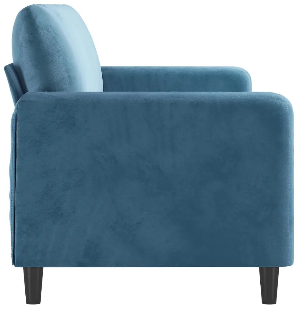 Sofá de 3 lugares 180 cm veludo azul