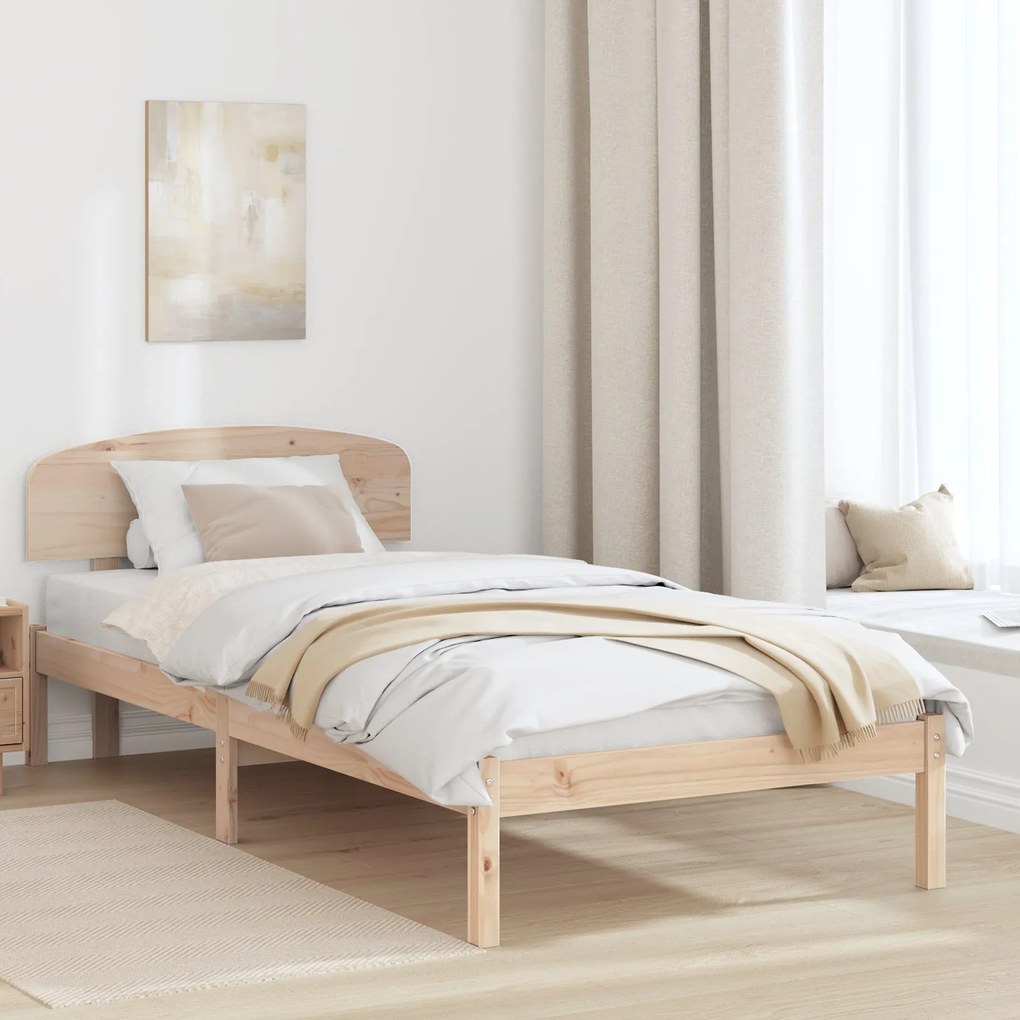 Estrado de Cama com Cabeceira 90x190 cm Madeira Maciça Pinho