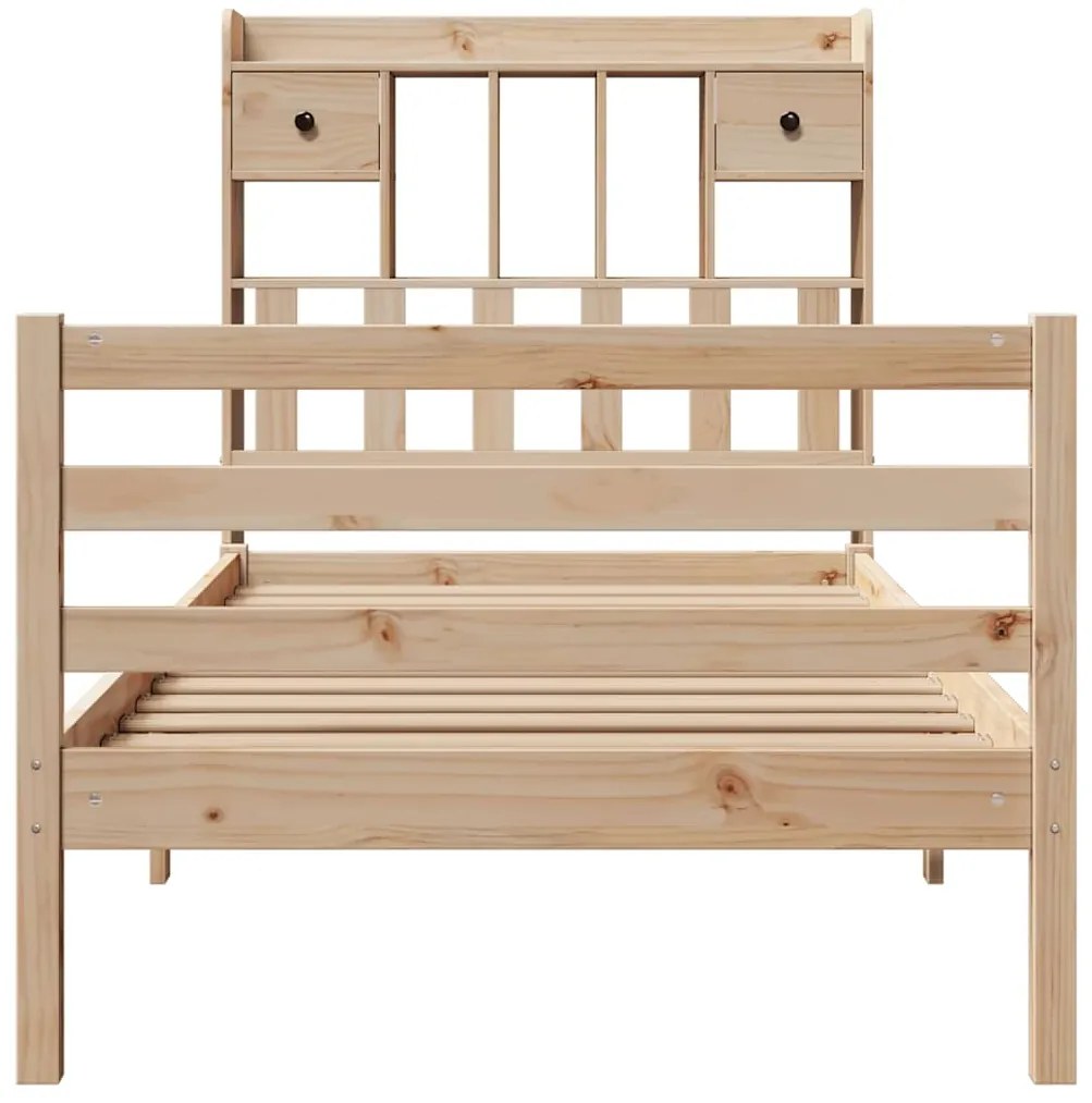Cama com estante sem colchão 75x190 cm pinho maciço
