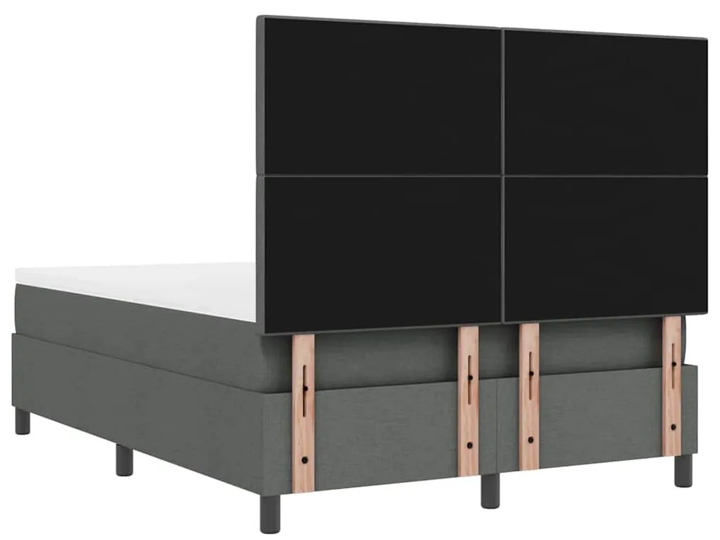 Cama Box com Colchão e LED Cinza Escuro, 140x190 cm Tecido