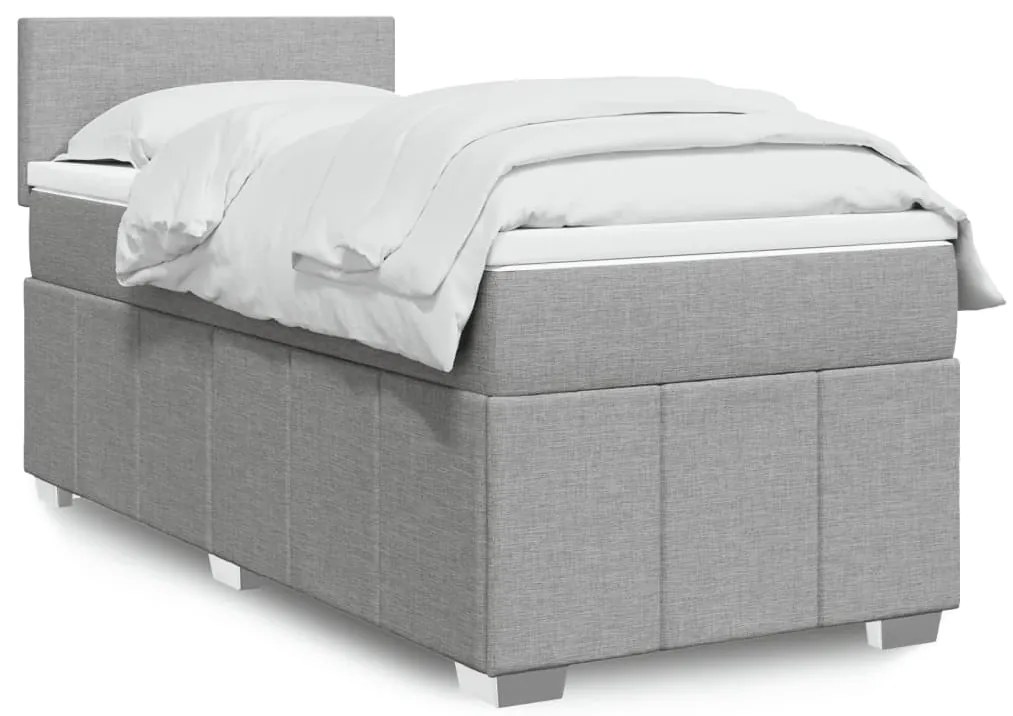 Cama com molas/colchão 90x200 cm tecido cinza-claro