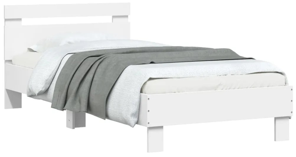 Estrutura de cama c/ cabeceira 90x190 cm deriv. madeira branco