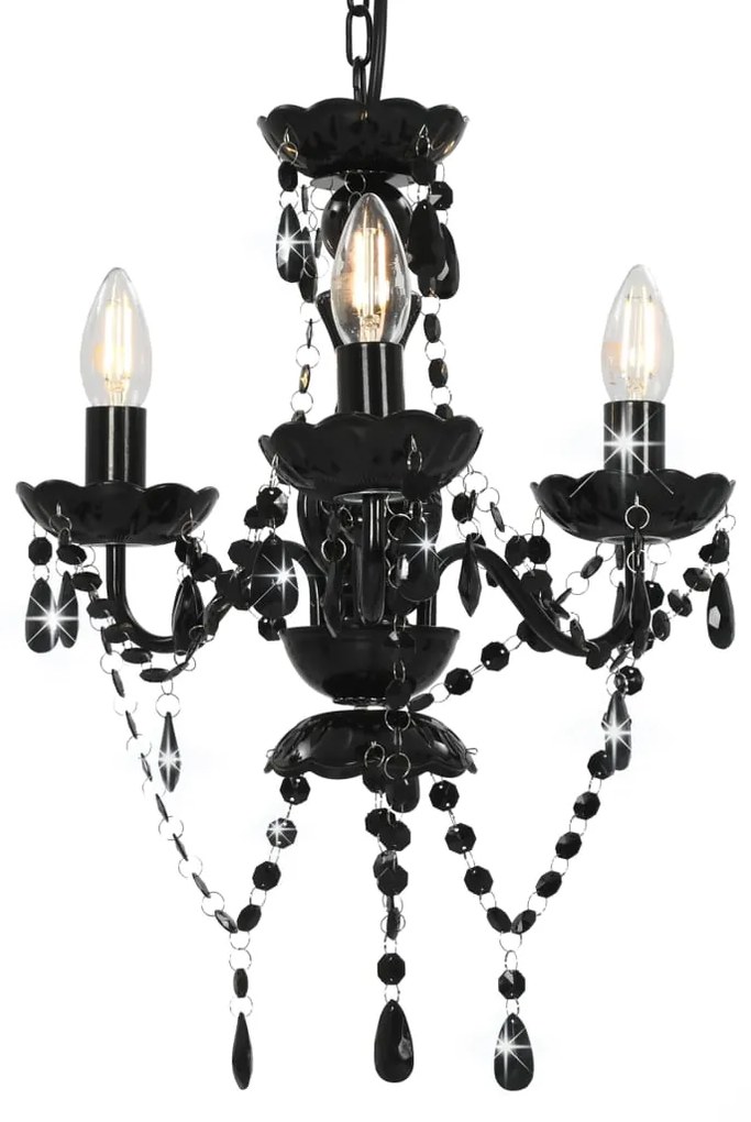 Lustre com contas redondo 3 x E14 preto