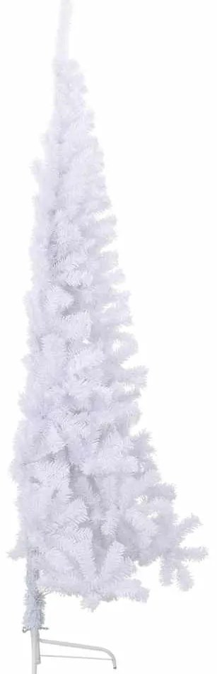 Meia árvore de Natal artificial com suporte 180 cm PVC branco