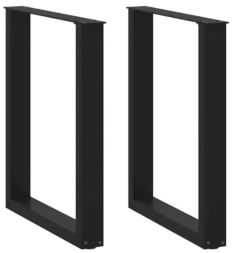 Pés de mesa de jantar em forma de U, 2 peças, preto, 70 x (72-73) cm,