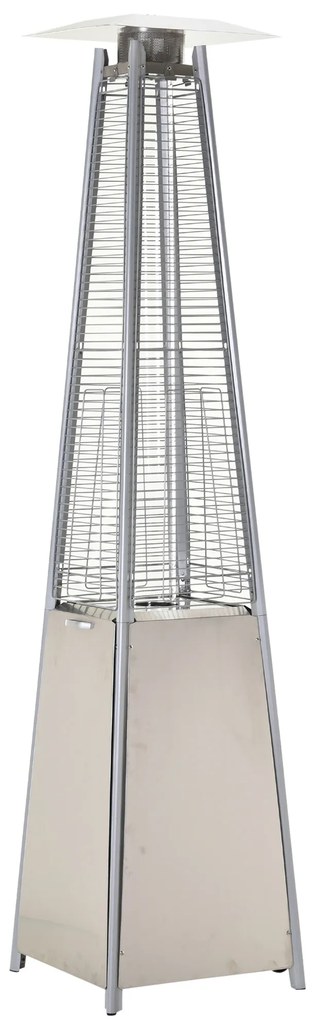 Aquecedor a Gás para Exterior Pirâmide 10,5KW Aquecedor de Exterior de Propano Aço Inoxidável com Funda Protetora Regulador Mangueira e Rodas