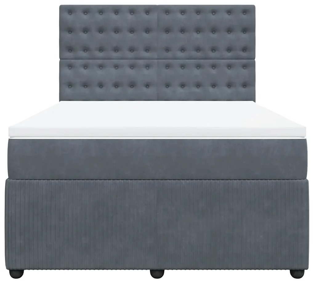 Cama com molas/colchão 160x200 cm veludo cinzento-escuro