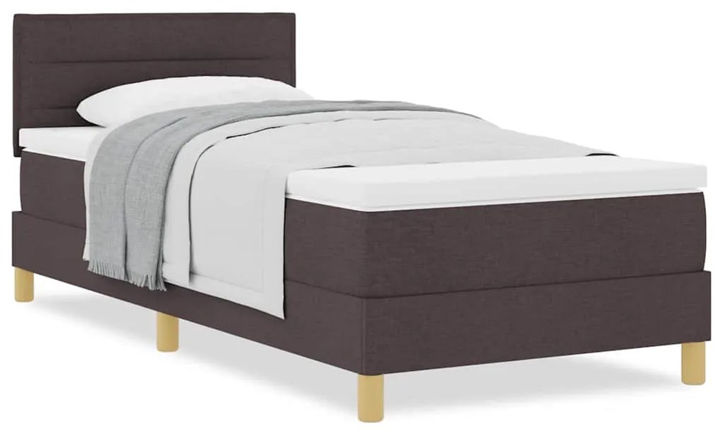 Cama Box com Colchão Castanho Escuro 90x200 cm Tecido
