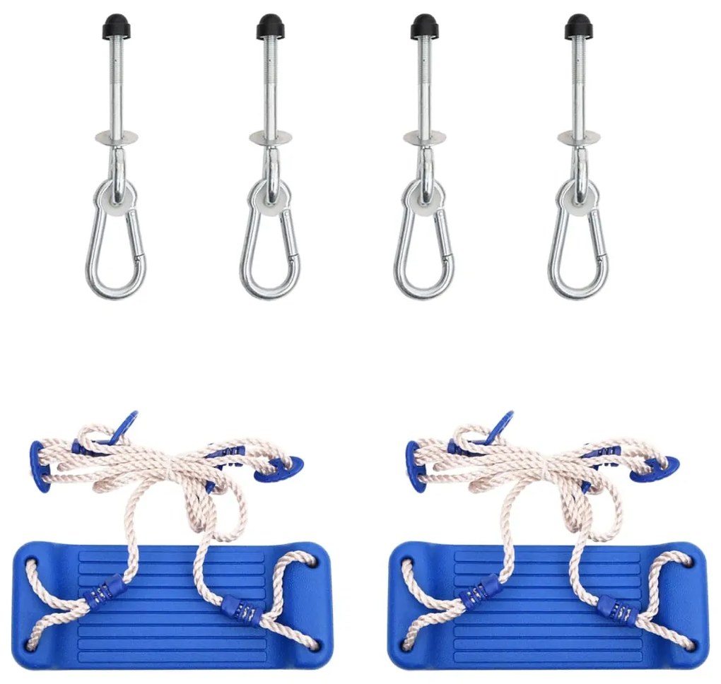 Assentos de baloiço 2pcs c/ pedras de escalada polietileno azul