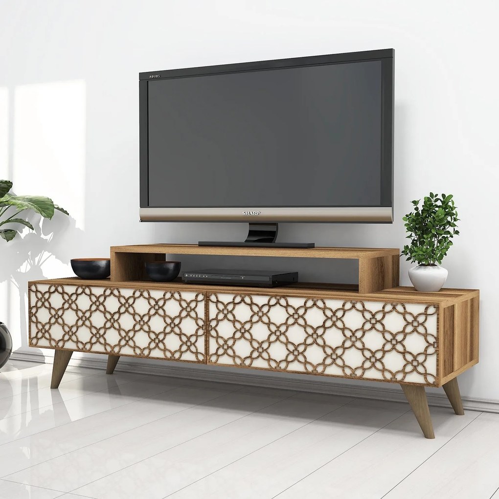 Móvel para TV City – Walnut e Creme – 140 cm x 48,8 cm x 41,8 cm