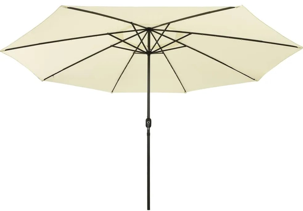 Guarda-sol de jardim com luzes LED 400 cm areia