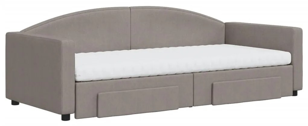 Sofá-cama c/ gavetão/gavetas 90x200 cm tecido cinza-acastanhado