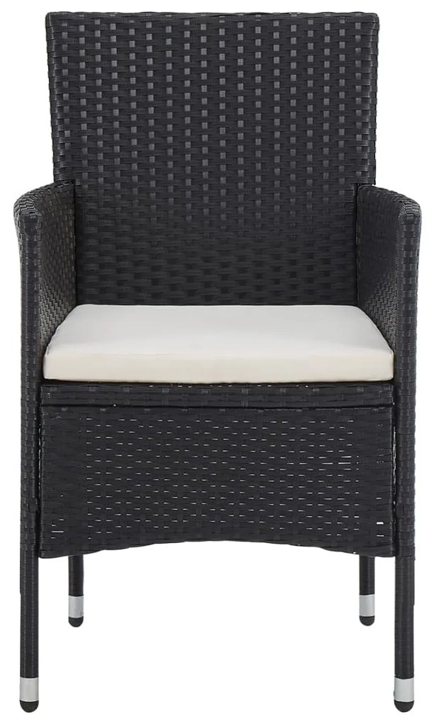 5 pcs conjunto jantar p/ exterior vime PE e vidro preto