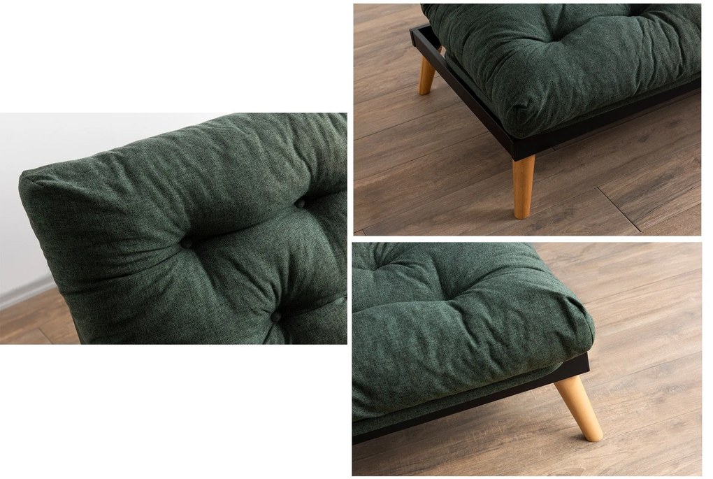 Sofá-Cama de 3 Lugares Saki – Verde – 185x92x82 cm
