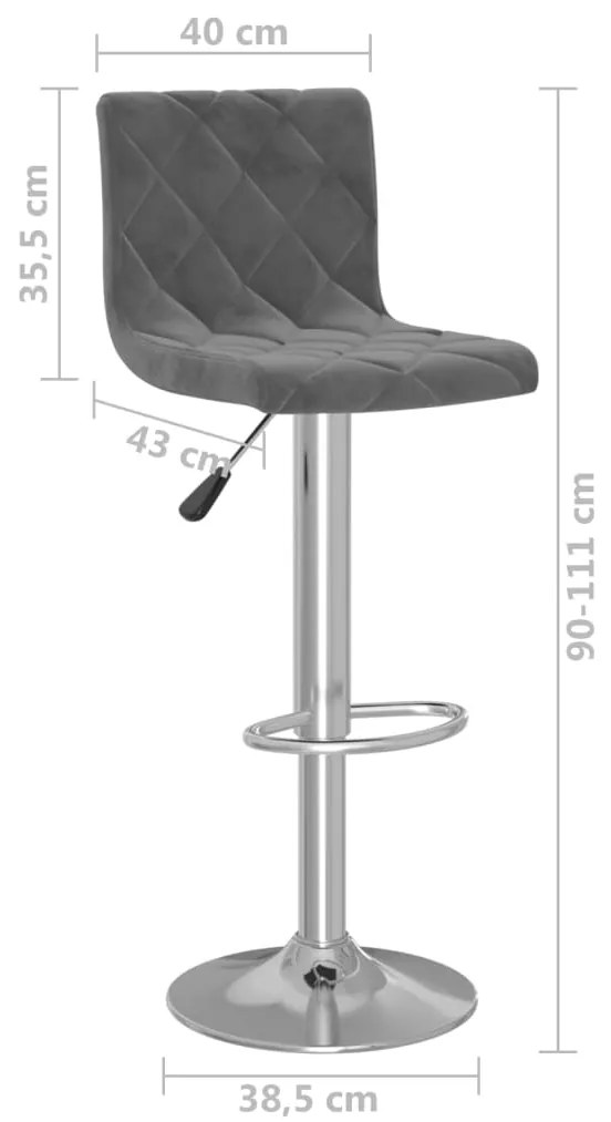 Bancos de bar 2 pcs veludo cinzento-escuro
