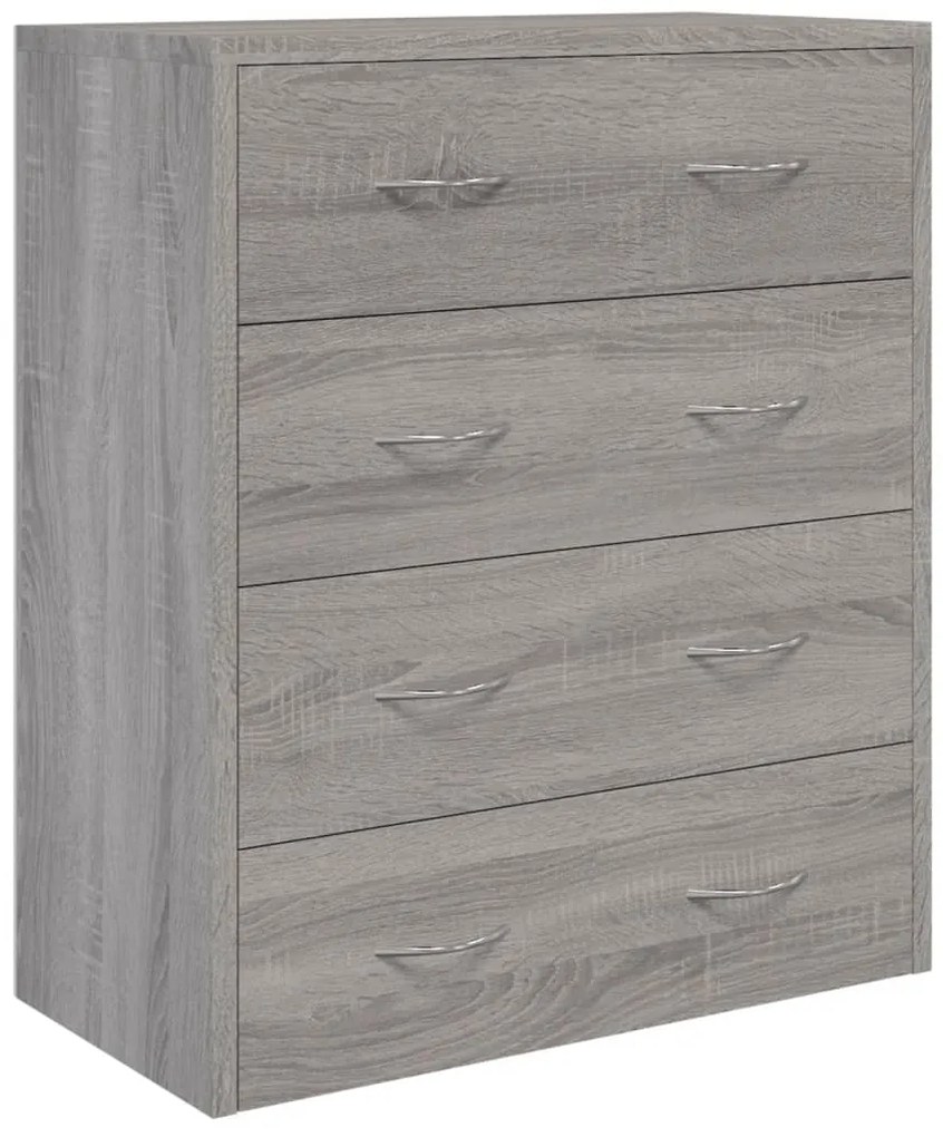 Aparador com 4 gavetas 60x30,5x71 cm cinzento sonoma