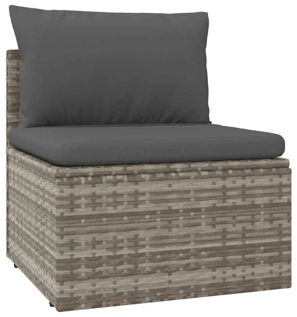 5 pcs conjunto lounge de jardim c/ almofadões vime PE cinzento