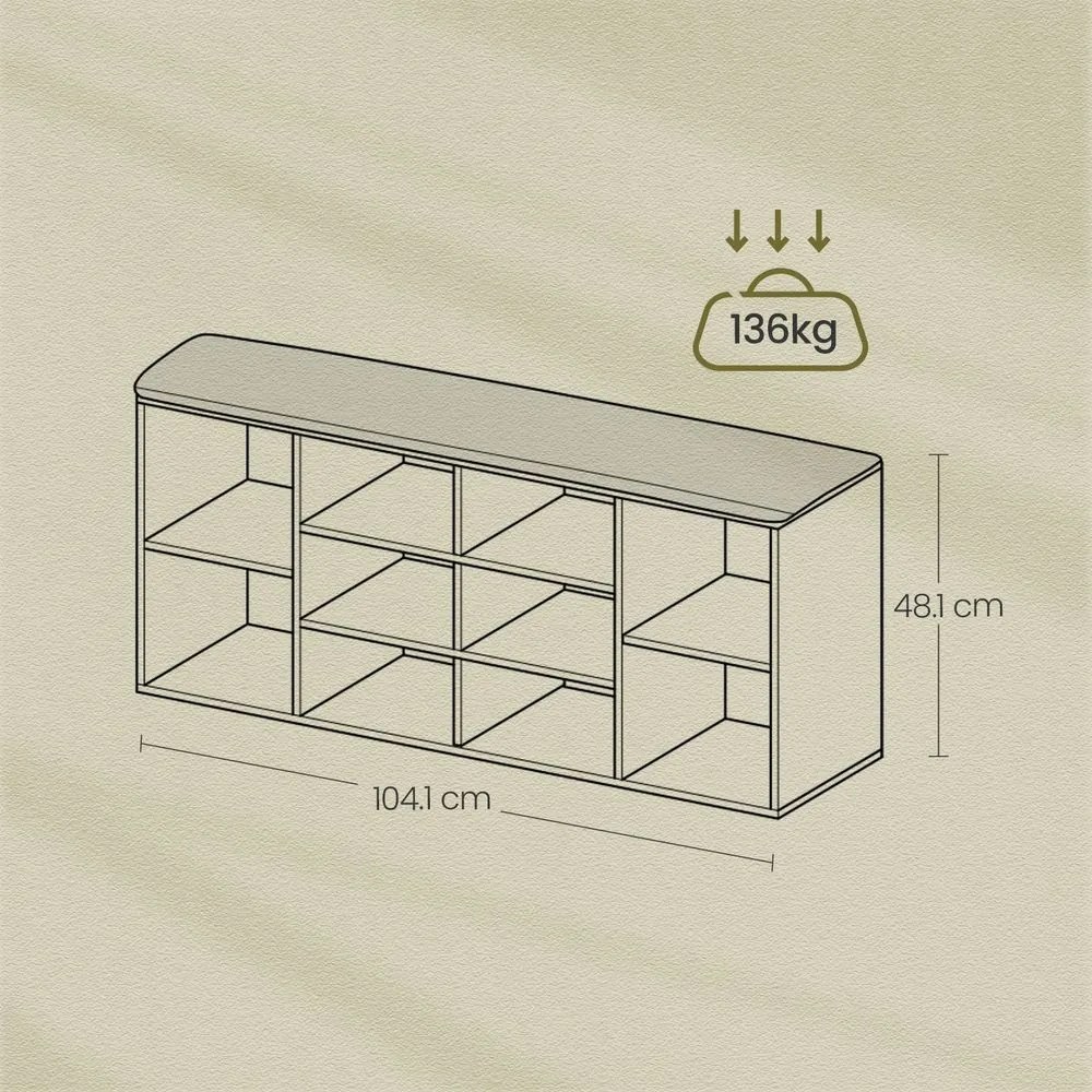 Sapateira com assento almofadado 30,1 x 104,1 x 48,1 cm preta