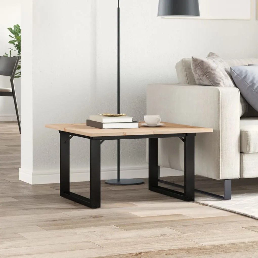 Mesa de centro estrutura em O 60x60x40 cm pinho e aço