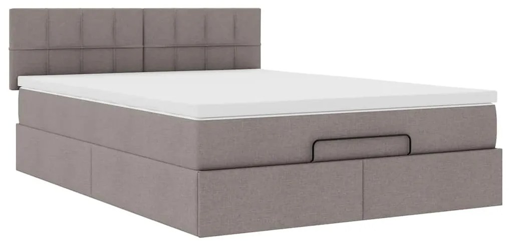 Cama otomana com colchão 140x200 cm tecido cinza