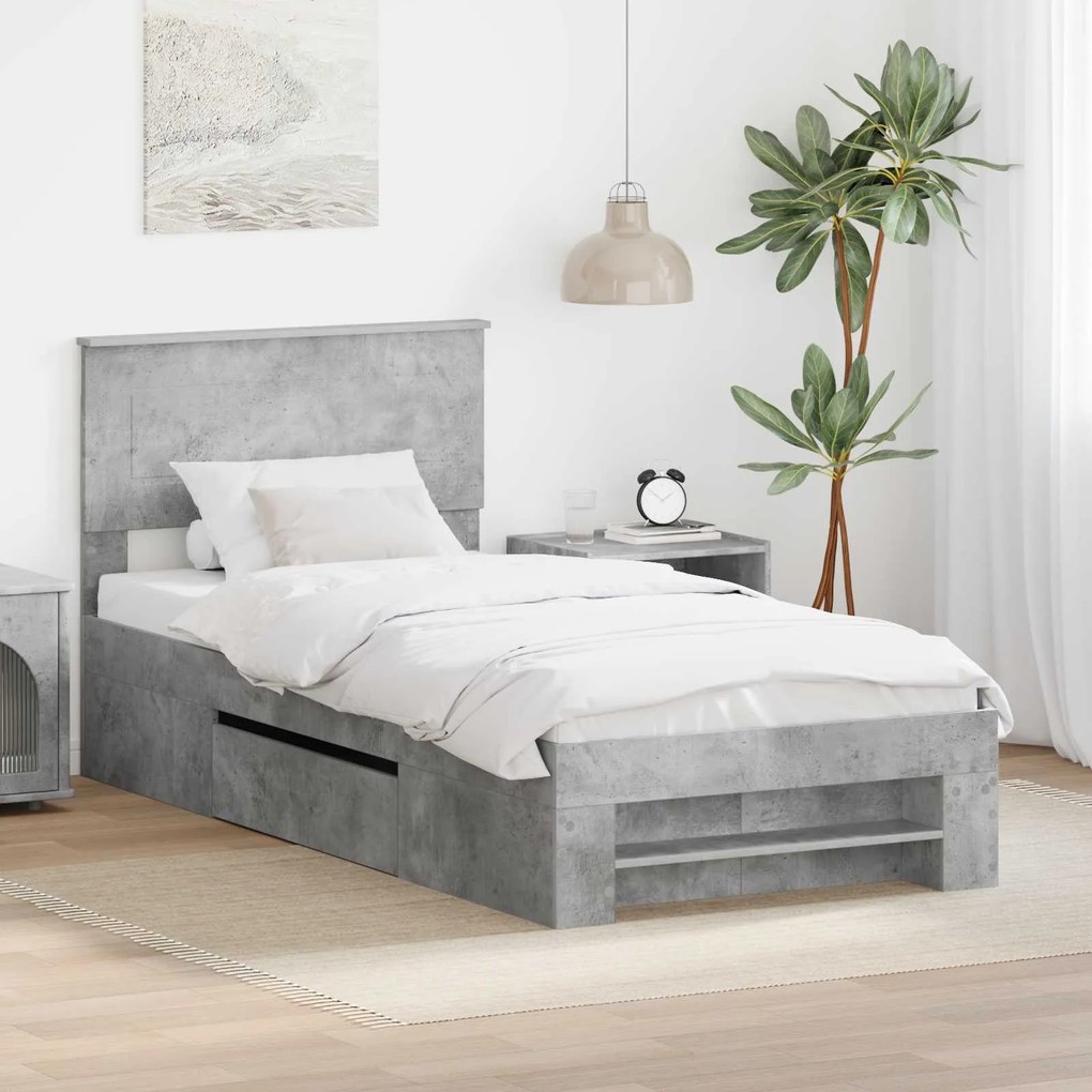 vidaXL Estrutura da Cama Cinzento 100 x 200 m Madeira processada