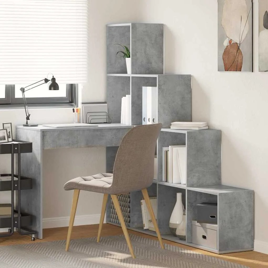 vidaXL Secretária de canto Cinzento cimento 101,5 x 149,5 x 149,5 cm