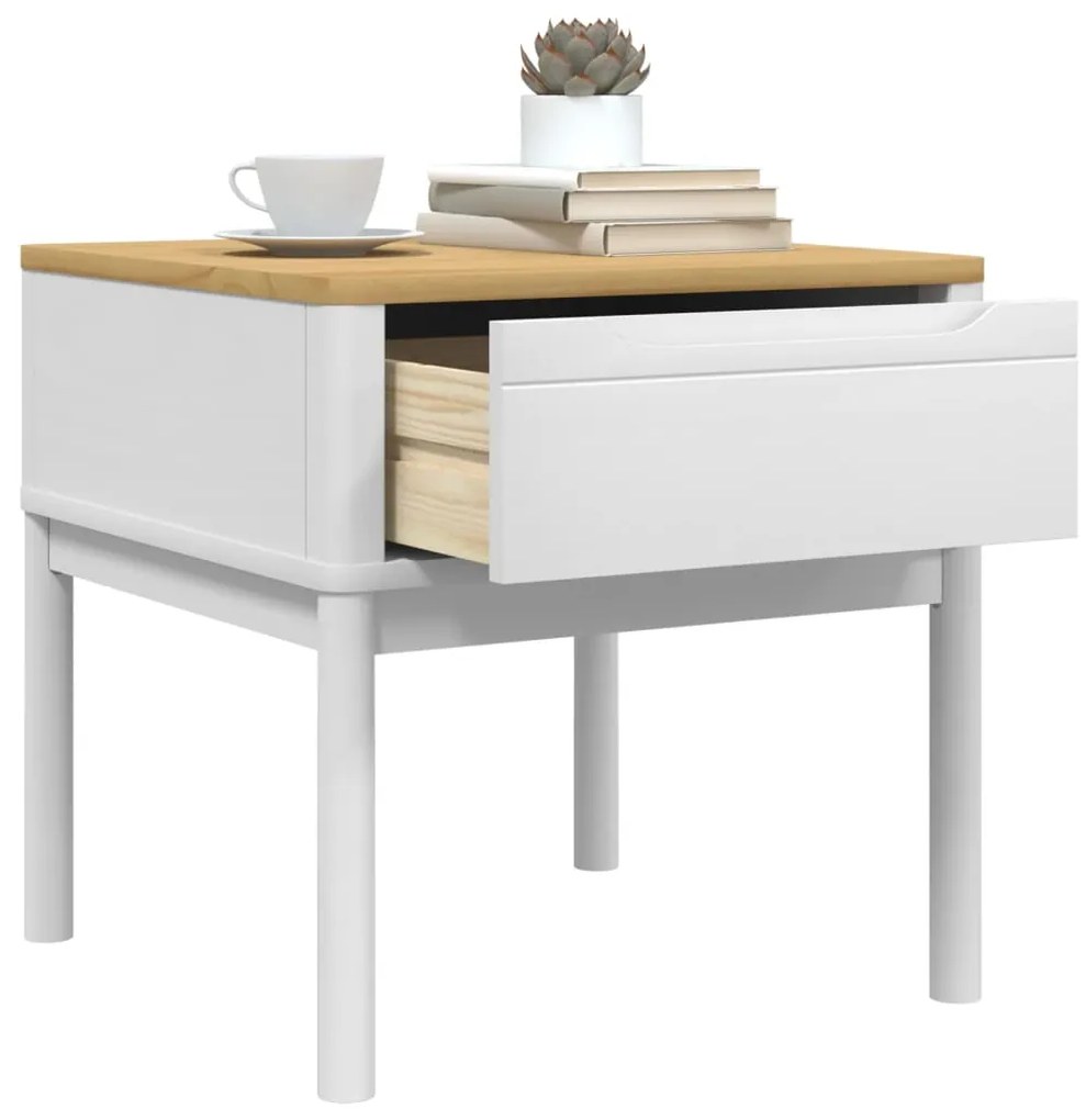 Mesa para candeeiro FLORO 55x55x54 cm pinho maciço branco