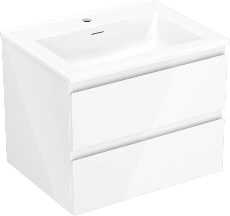 Mexen Orio armário de casa de banho de 60 cm com lavatório Otis, 2 gavetas, branco brilhante - 91A10-06047-2-BFF00-W18M00