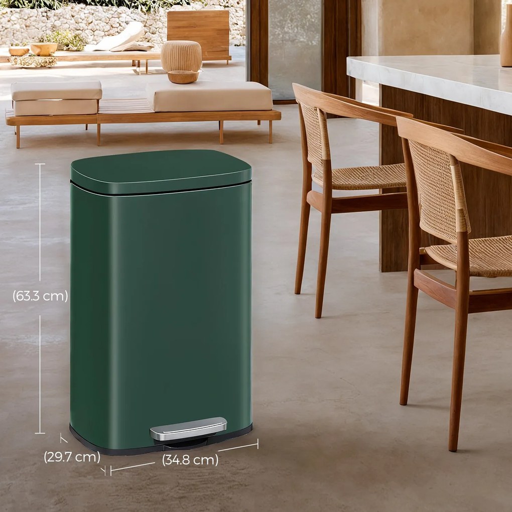Caixote do lixo para cozinha 50 litros verde vintage