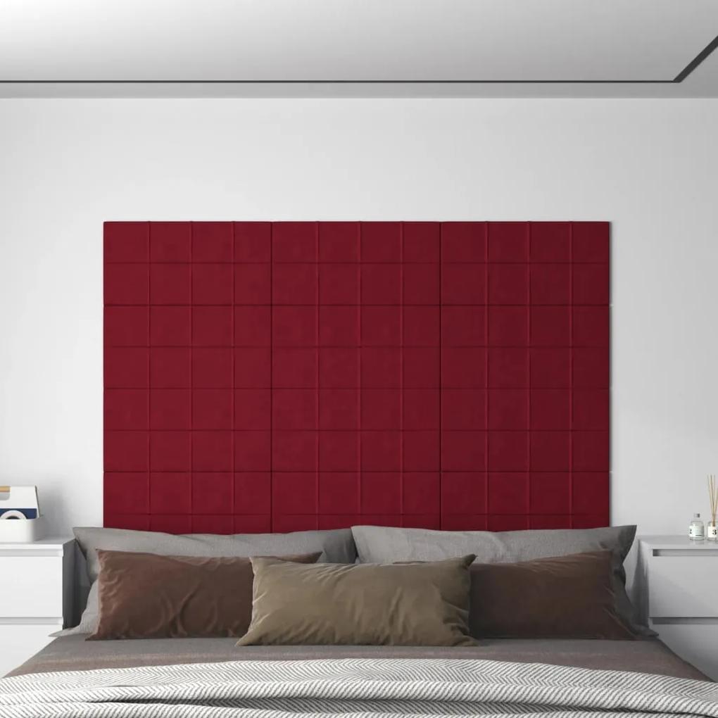 344088 vidaXL Painel de parede 12 pcs 60x30 cm veludo 2,16 m² vermelho tinto