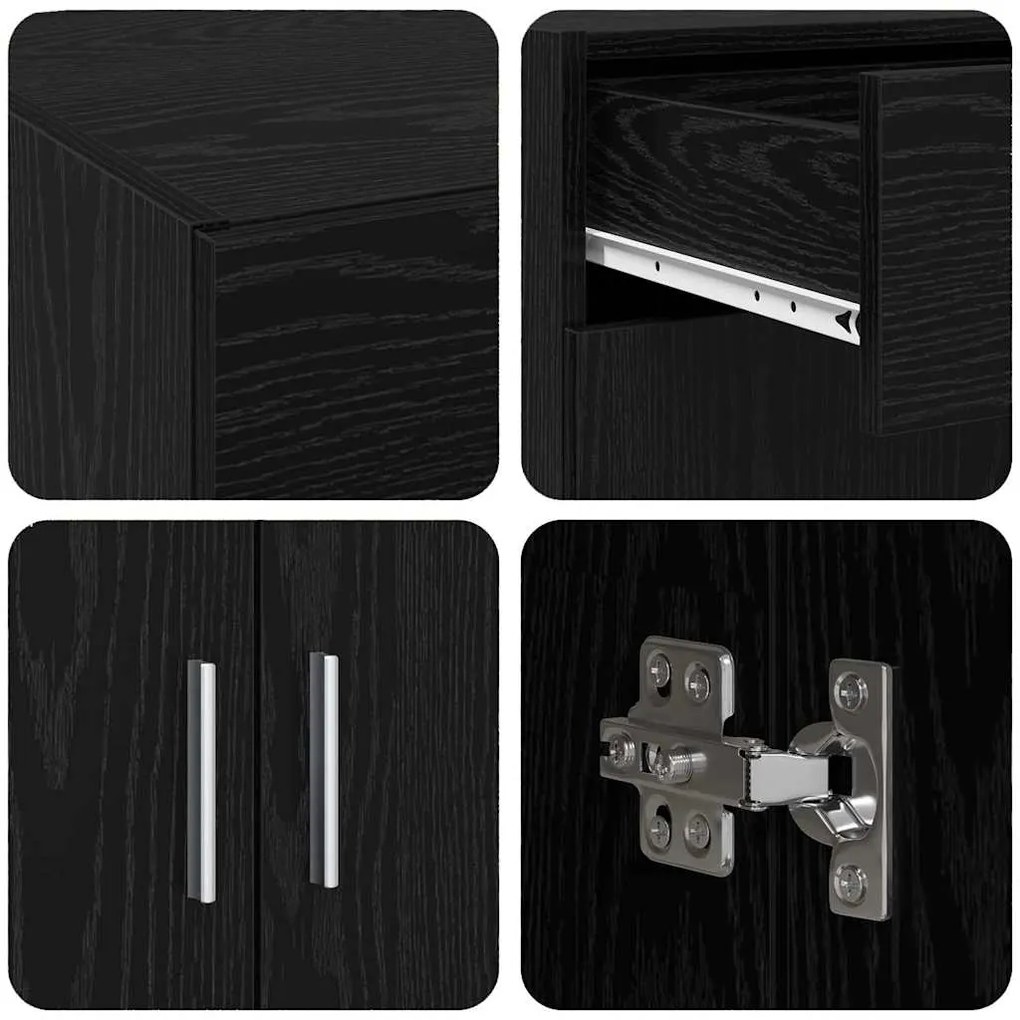 Armário de Armazenamento Carvalho Preto 80x42,5x93,5 cm Madeira engenh