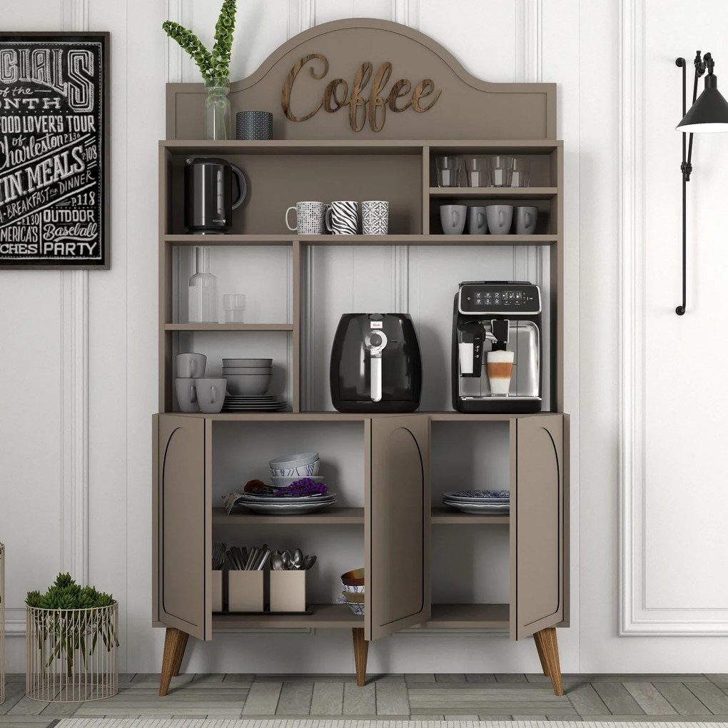 Armário Alto de Cozinha "Coffee" - 200x120x35 cm - Atlas e Nogueira -