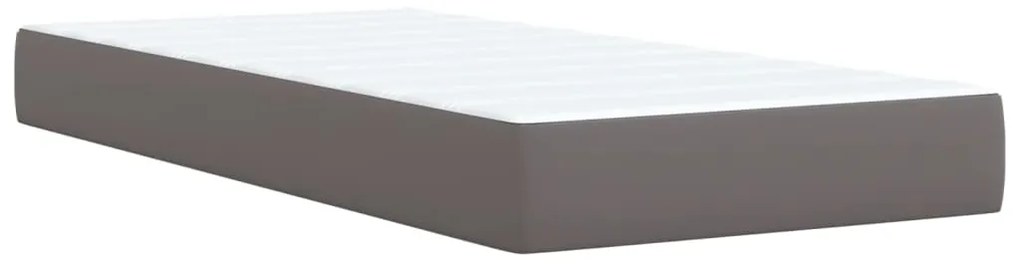 Cama com molas/colchão 90x200 cm couro artificial cinzento