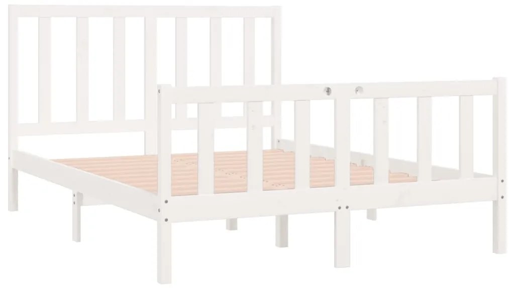 Estrutura cama pequena casal 120x190 cm pinho maciço branco