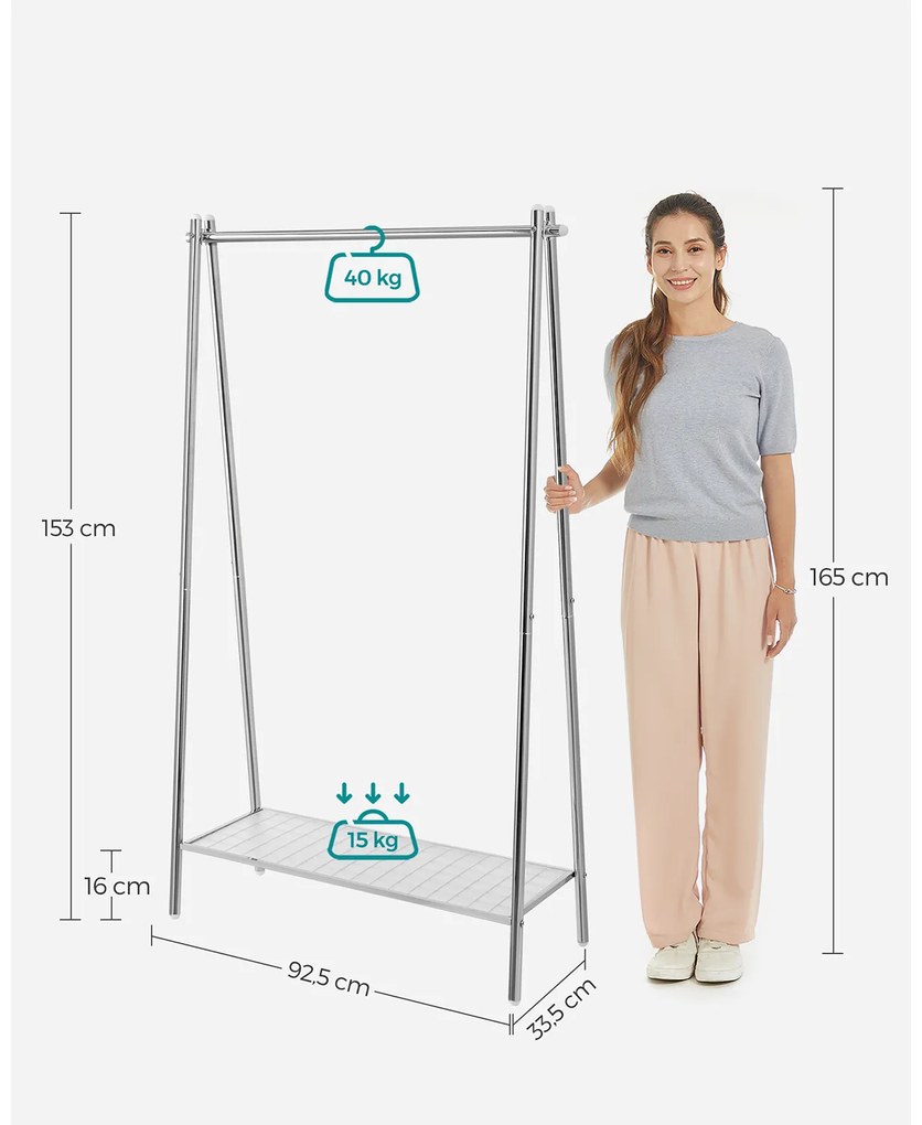 Guarda roupa em aço com prateleira 33,5 x 92,5 x 153 cm prateada