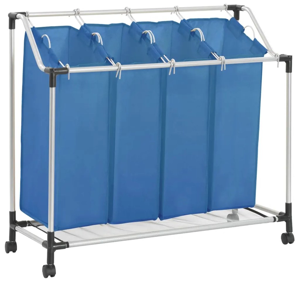 288332 vidaXL Separador de roupa suja com 4 sacos aço azul