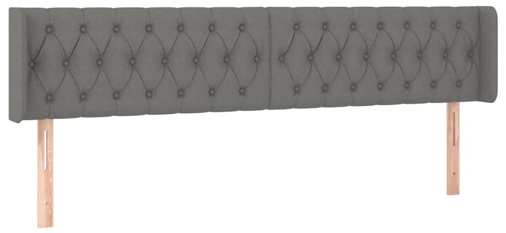 Cabeceira cama c/ luzes LED tecido 183x16x78/88cm cinza-escuro