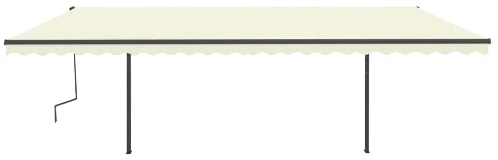 Toldo retrátil manual com postes 6x3,5 m cor creme