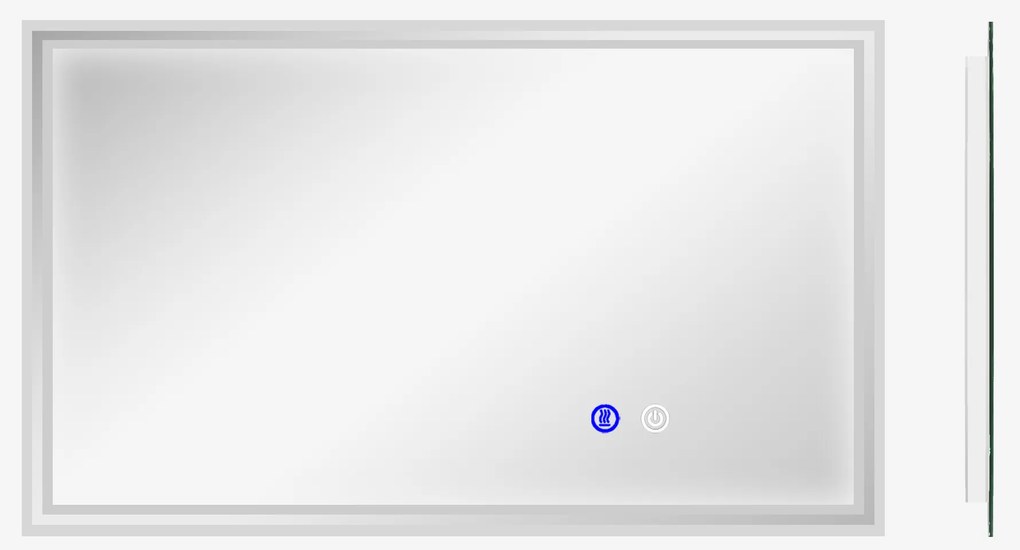 kleankin Espelho de banheiro retangular com LED luminoso, horizontal ou vertical, 100 x 60 cm | Aosom Portugal