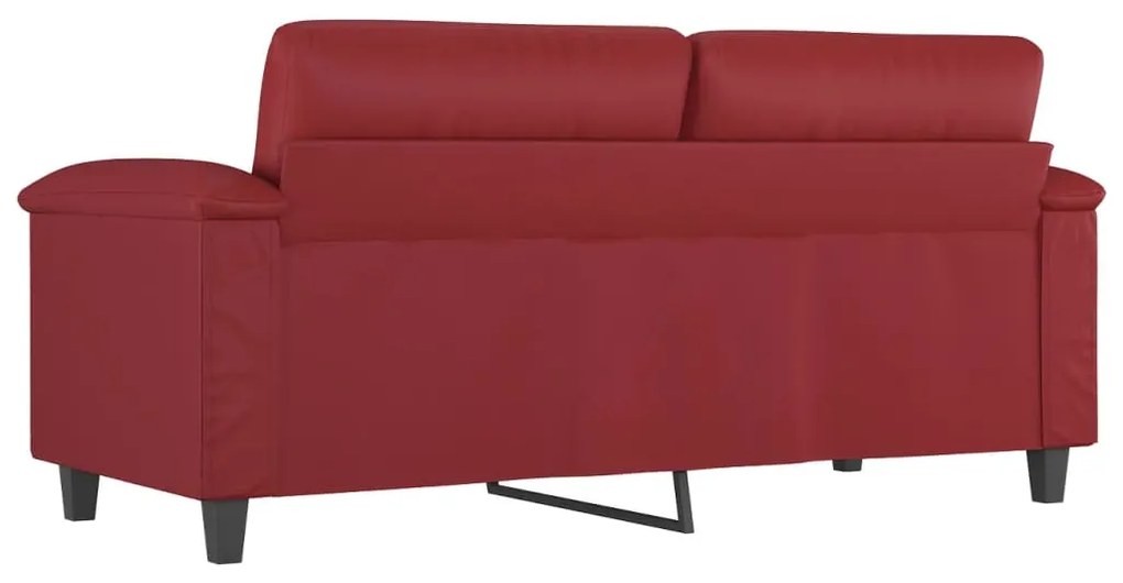 Sofá de 2 lugares 140 cm couro artificial vermelho tinto