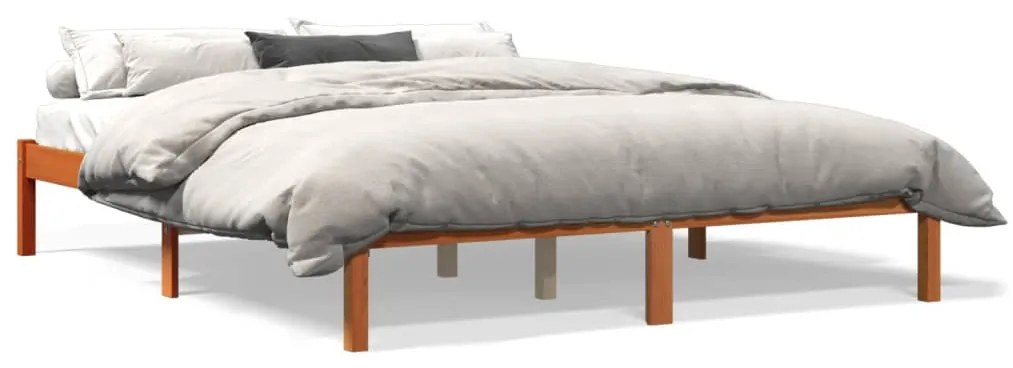 Estrutura de cama 160x200 cm madeira pinho maciça castanho cera