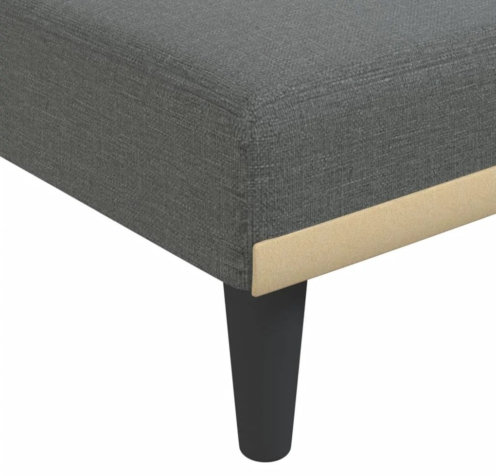 Sofá-cama em forma de L 275x140x70 cm tecido cinzento-escuro