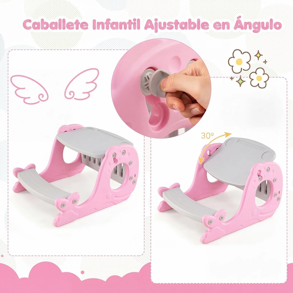 Conjunto de Mesa de Atividades Infantil com Banco, 67 x 54 x 39 cm, 4 em 1, Rosa