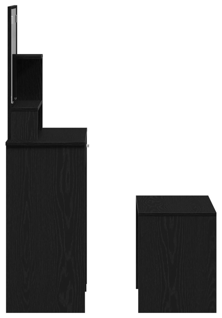 Conjunto de Toucador vidaXL Carvalho Preto Madeira Engenheirada, Touca