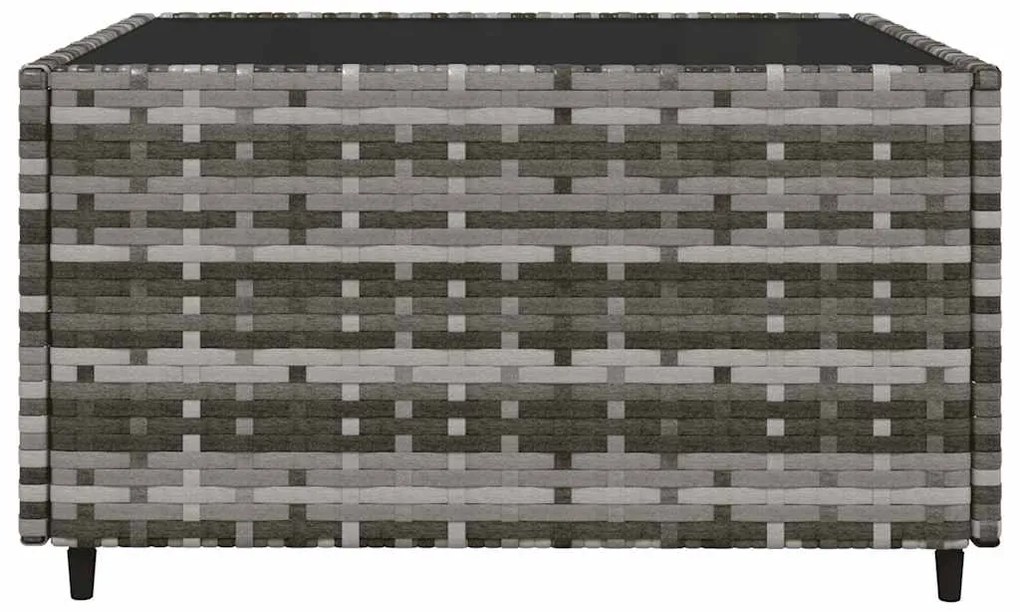 3 pcs conjunto lounge de jardim c/ almofadões vime PE cinzento