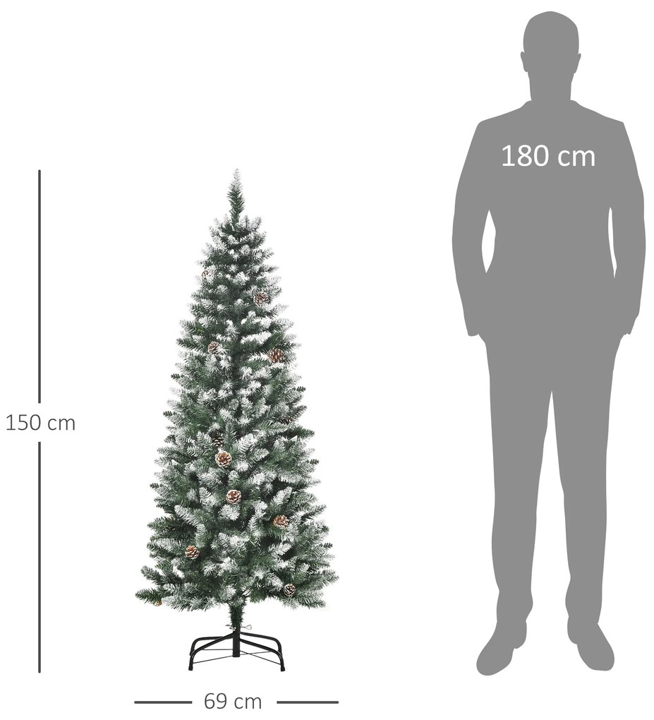 HOMCOM Árvore de Natal Artificial Ø69x150cm com 464 Ramas e 28 Pinhas